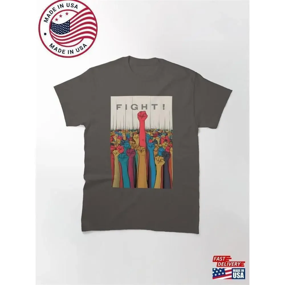 Fight Minimalistic Line Art Strength Courage Symbolic Graphic T-Shirt